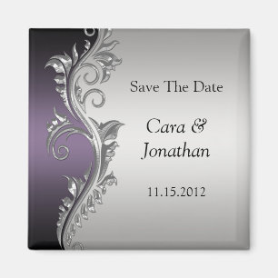Aimant Vintage Purple Black Silver Enregistrer La Date