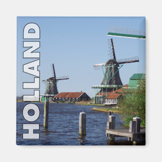 Aimant Vintage Red Green Zaanse Schans Dutch Windmills