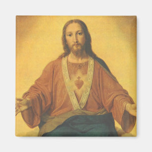 Aimant Vintage Religion, Sacré-Cœur de Jésus-Christ