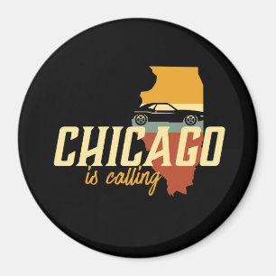 Aimant Vintage Retro Chicago Illinois USA City Map