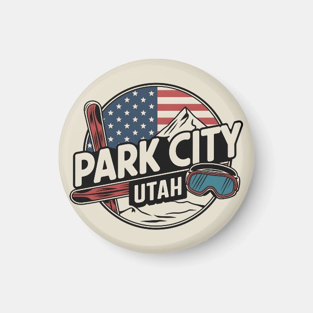 Aimant Vintage Retro Park City Utah Mountain cadeaux (Devant)