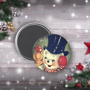 Aimant Vintage Retro Snowman Holiday