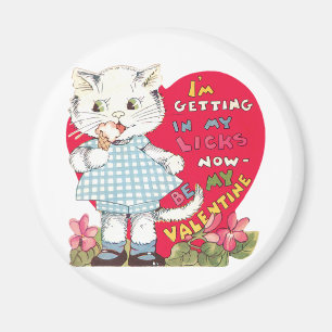 Aimant Vintage Retro Valentine's Day Chat Manger de la cr