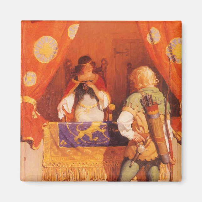 Aimant Vintage Robin Hood rencontre Maid Marian par NC Wy (Devant)