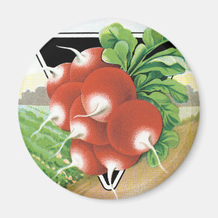 Aimant Vintage Seed Packet Label Art, Scarlet Radishes