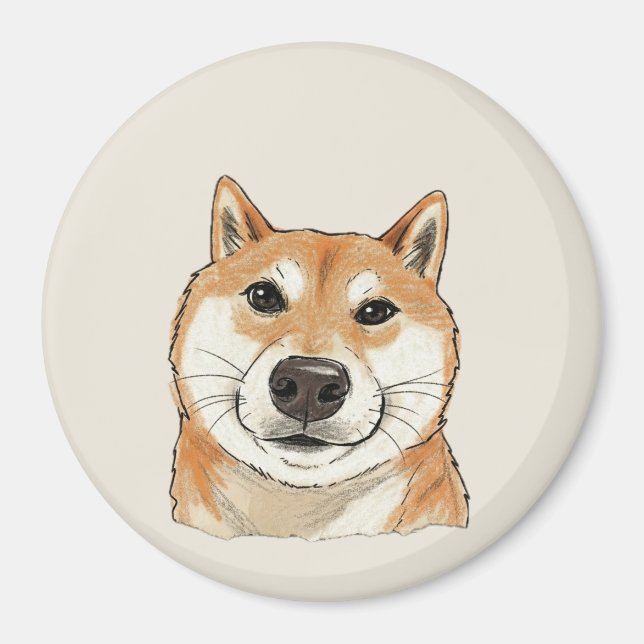 Aimant Vintage Sketch Shiba Doge (Devant)