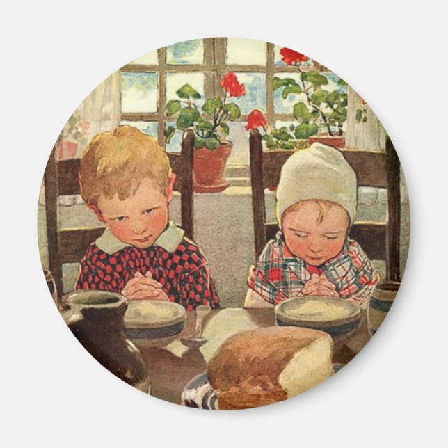 Aimant Vintage Thanksgiving, Grâces Enfants (Devant)