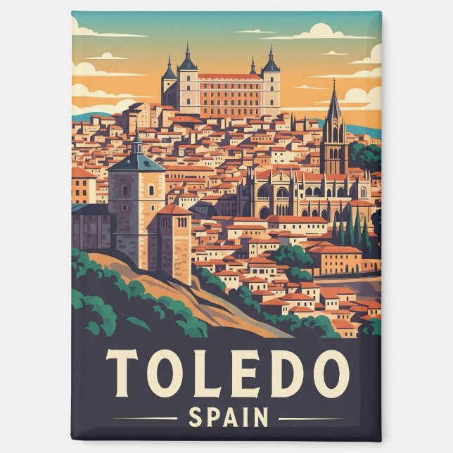 Aimant Vintage Toledo Espagne Alcazar Travel (Recto)