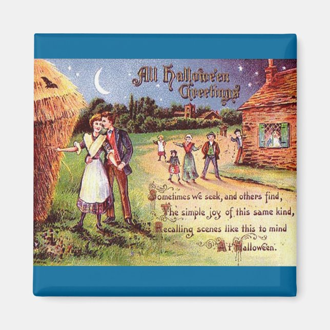 Aimant Vintage Tous Halloween Salutation Couple (Devant)