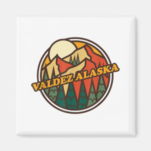 Aimant Vintage Valdez, Alaska Mountain Randonnée Souveni