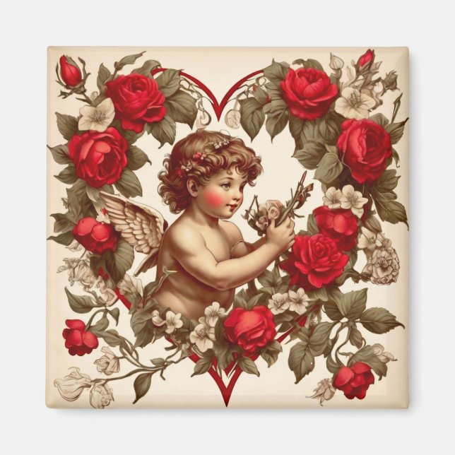 Aimant Vintage Valentine amour art cupide (Devant)