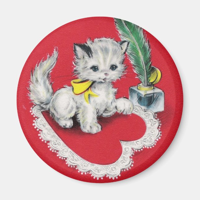 Aimant Vintage Valentine Kitty (Devant)