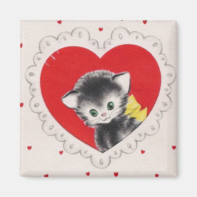 Aimant Vintage Valentine Kitty (Devant)