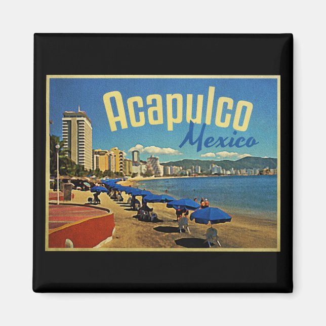 Aimant Vintage voyage Acapulco Mexique (Devant)