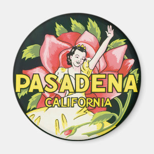 Aimant Vintage voyage, Pasadena Californie, Dame et Rose