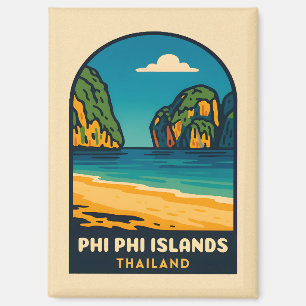 Aimant Vintage voyage Phi Phi Îles Thaïlande Plage