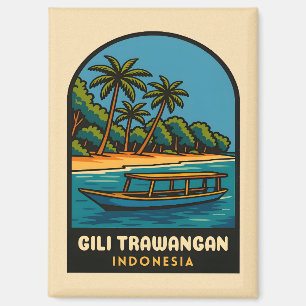 Aimant Vintage voyage rétro Gili Trawangan Indonésie
