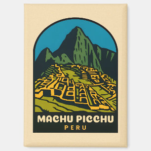 Aimant Vintage voyage rétro Machu Picchu Pérou Paysage