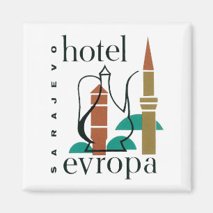 Aimant Vintage voyage Sarajevo Hotel Étiquette
