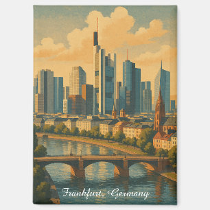 Aimant Vintage voyage Skyline de Francfort Allemagne