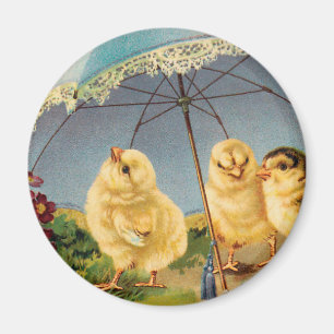 Aimant Vintages petits de Pâques sous un parasol