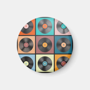 Aimant Vinyl records : retro LP set.