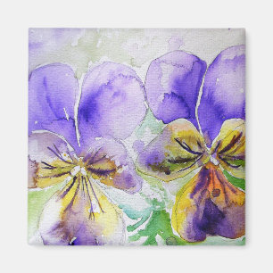 Aimant Viola violet fleurs florales Aquarelle Peinture