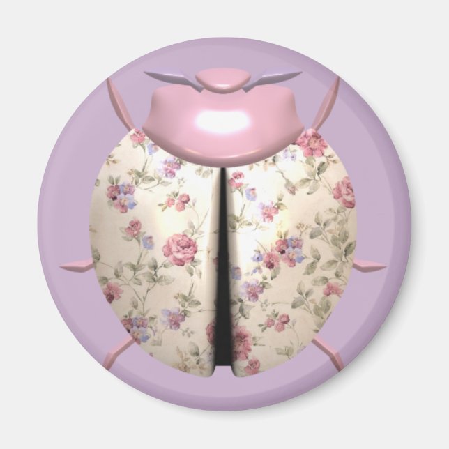 Aimant Violet de Ladybug et Rose mignon rose floral viole (Devant)