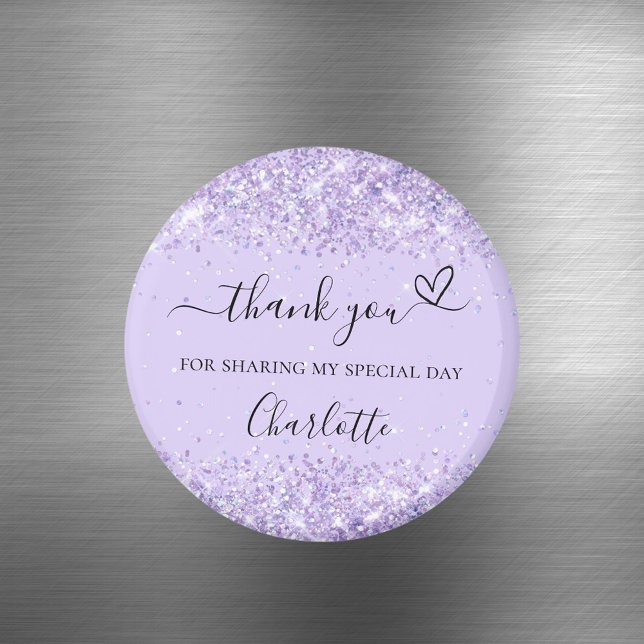 Aimant Violet lavande confettis merci cœur (Créateur téléchargé)