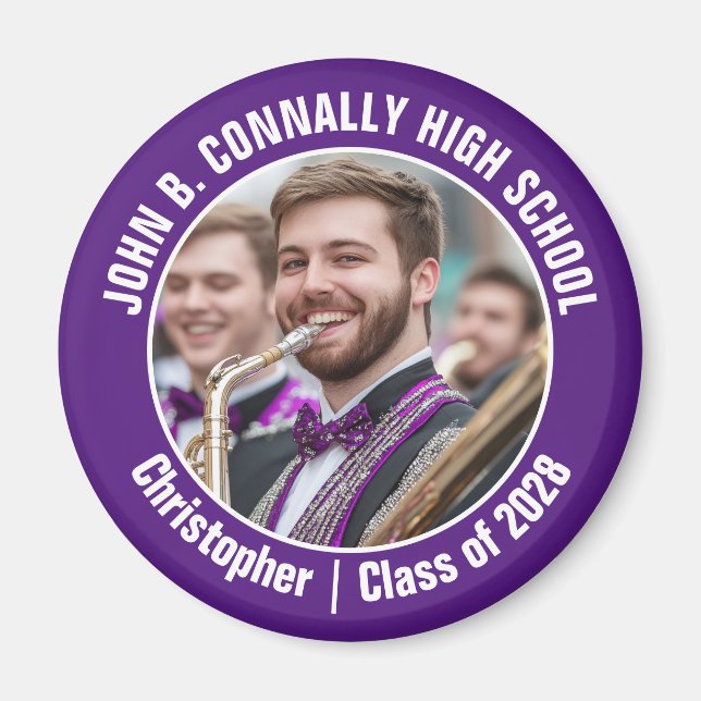 Aimant Violet Marching Band Photo High School Spirit (Devant)