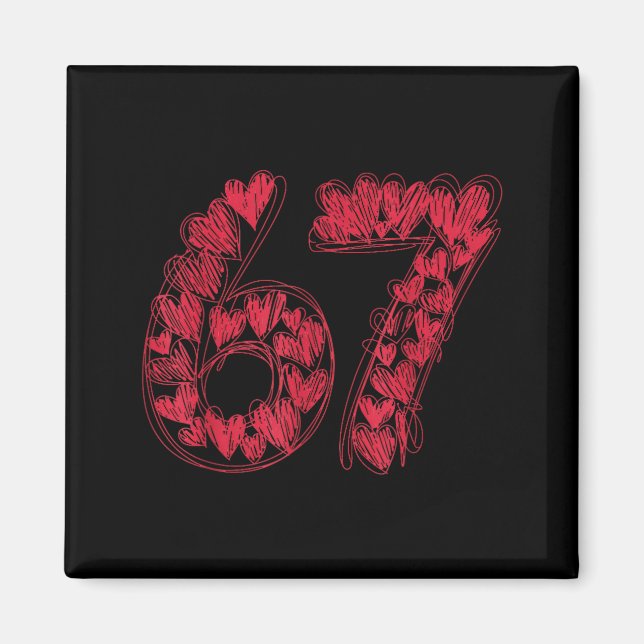 Aimant Viral 67 Hand-drawn Hearts Valentine's Day Cute Te (Devant)