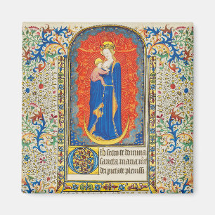 Aimant VIRGIN AVEC ENFANT ET ANGELS Antique Fleurs