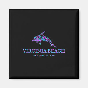 Aimant Virginia Beach Virginia Colorful Dolphin Vacances