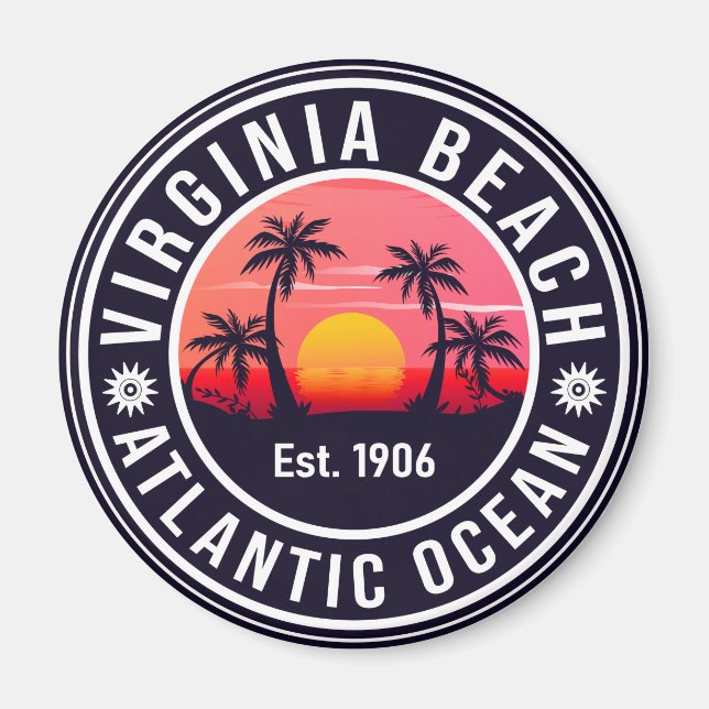 Aimant Virginia Beach Virginia Retro Sunset Souvenirs (Devant)
