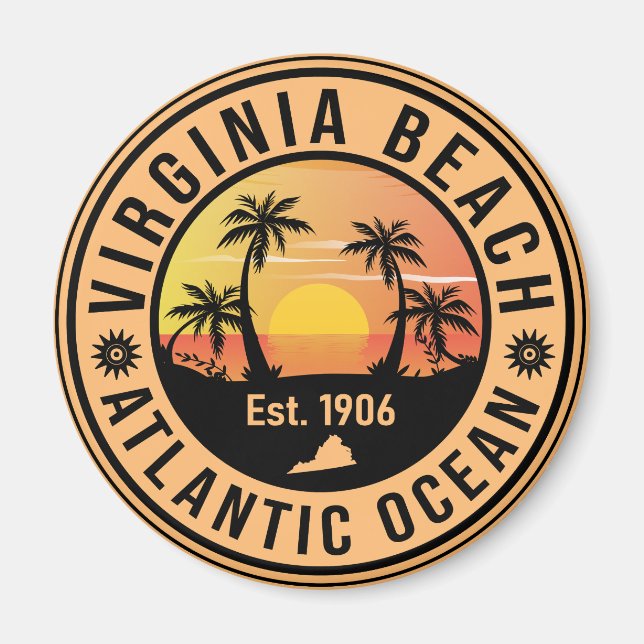 Aimant Virginia Beach Virginia Retro Sunset Souvenirs 60s (Devant)