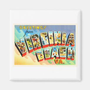 Aimant Virginia Beach Virginia VA Carte postale Vintage v