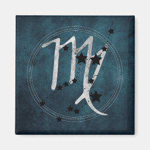 Aimant Virgo constellation de zodiac noir et argent turqu