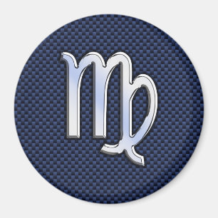 Aimant Virgo Zodiac Sign on Navy Blue Carbon Fiber Print
