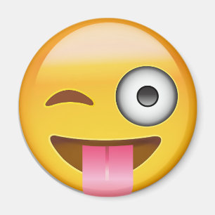 Aimant Visage avec coincés la langue et l'oeil Emoji de