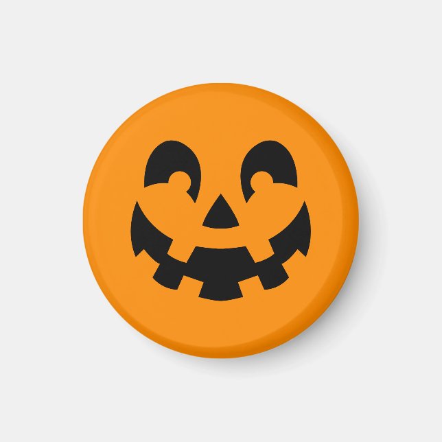 Aimant Visage Citrouille Noir Simple Sur Halloween Orange (Devant)