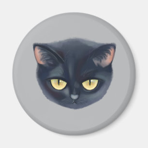 Aimant Visage de chat noir mignon
