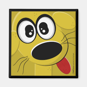 Aimant Visage de chien jaune