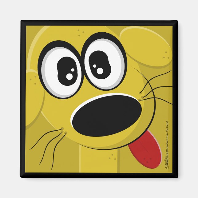 Aimant Visage de chien jaune (Devant)