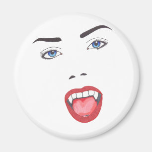 Aimant Visage de femme de vampire de crocs de Goth