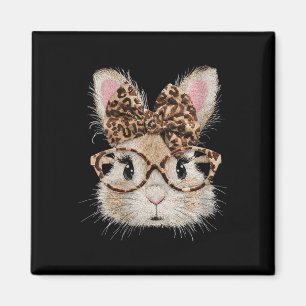 Aimant Visage de lapin de lapin mignon femme Léopard Coqu