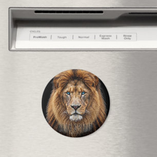 Aimant Visage de lion majestueux aux yeux bleus Faune A