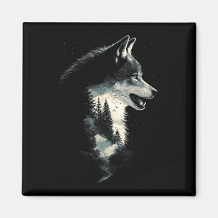 Aimant Visage de loup forêt nature animaux hurlement oise