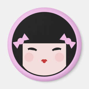 Aimant visage de poupée Kokeshi