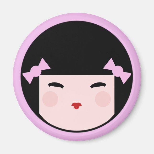 Aimant visage de poupée Kokeshi (Devant)