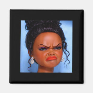 Aimant Visage de poupée noire dégoûté colère mème Visage